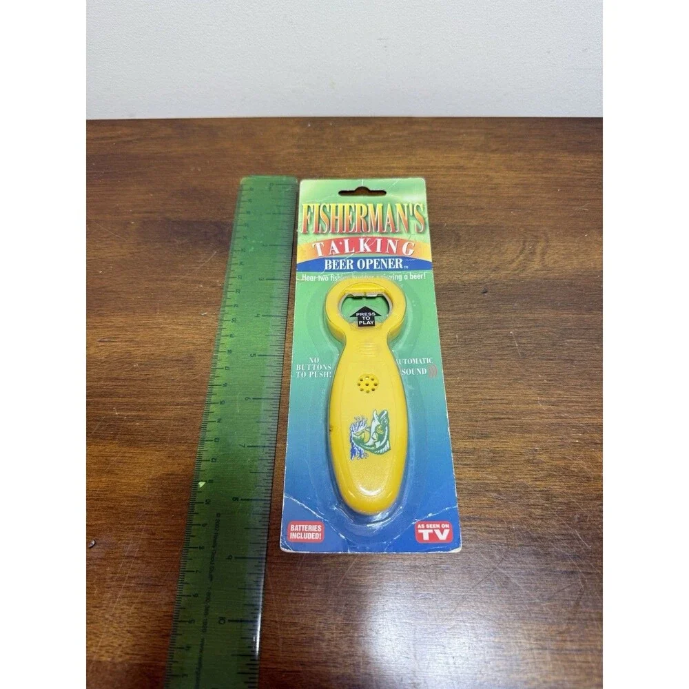 Rare Vintage Fisherman's Talking Beer Bottle Opener Bass New Cottage Cabin Hunt
